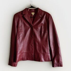 Vintage CASLON Red Lambskin Leather Jacket Moto Red Size Large‎